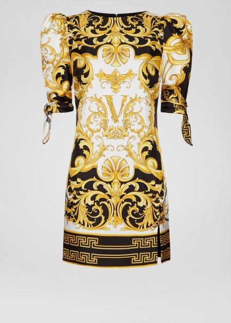 Versace V Barocco Print Silk Klänning Dam - 275406LIK